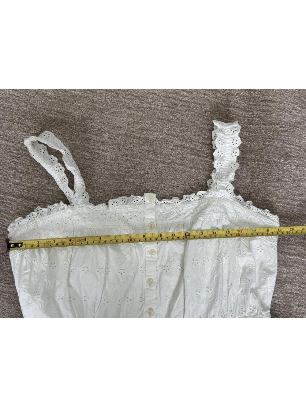NWT Gap x DÔEN Cotton White Eyelet Tiered Midi Dress Size L - Picture 7 of 13